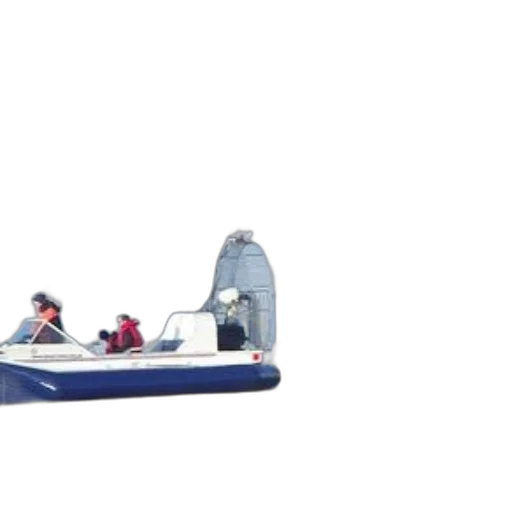 car, 3d render, blue, white, hovercraft, two, people, parked transparent PNG cut-out