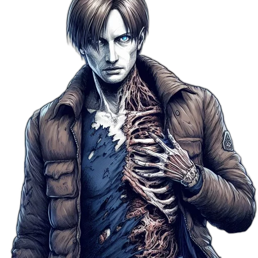 jacket, creature, face, animal, comic book art, concept art, fantasy art, photorealistic transparent PNG cut-out