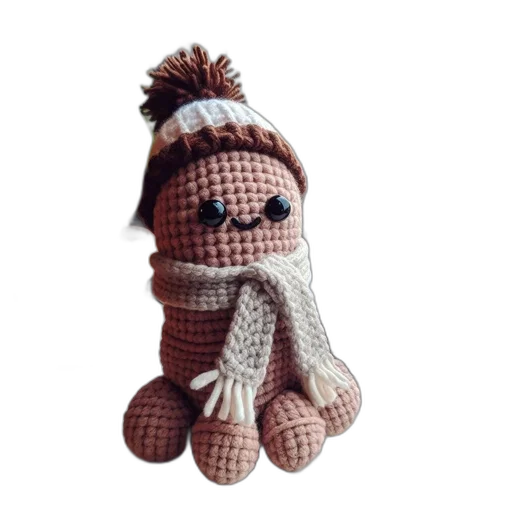hat, 3d render, small, crocheted, toy, sits, windowsill, city transparent PNG cut-out