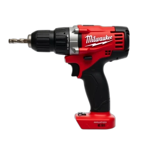 weapon, red, black, milwaukee, drill, silver, handle, displayed transparent PNG cut-out