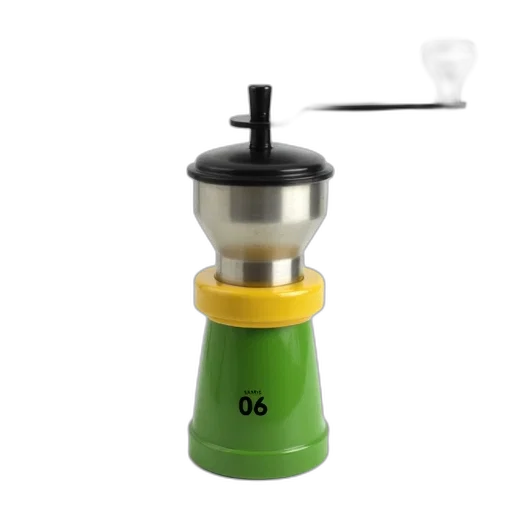 staff, weapon, 3d render, green, yellow, manual, coffee, grinder transparent PNG cut-out