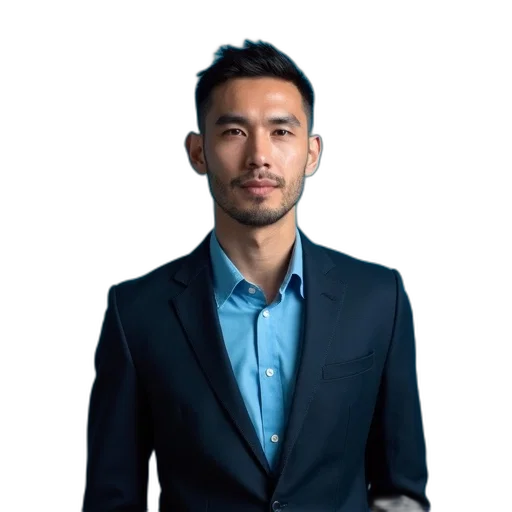 staff, jacket, face, robot, photorealistic, man, short, hair transparent PNG cut-out