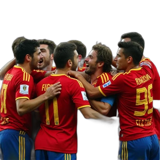 spain, players, celebrating, after transparent PNG cut-out