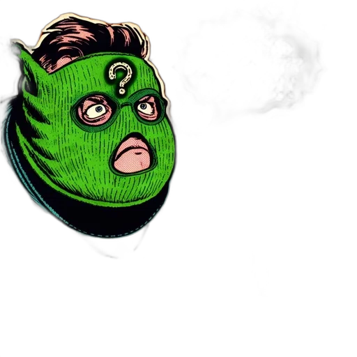mask, creature, face, jacket, comic book art, concept art, cartoon, pixel art transparent PNG cut-out