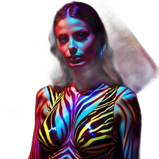 dress, face, jewelry, robot, cyberpunk, vaporwave, concept art, photorealistic transparent PNG cut-out