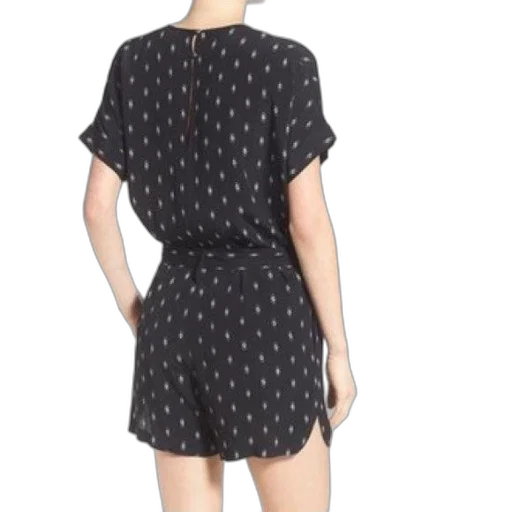 dress, monochrome, woman, wearing, black, romper, subtle, white transparent PNG cut-out