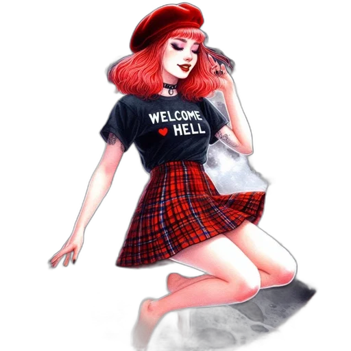 dress, concept art, fantasy art, comic book art, pixel art, neon lights, red, woman transparent PNG cut-out