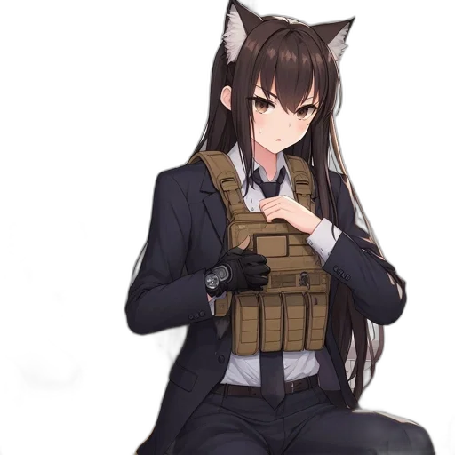 jacket, weapon, animal, staff, anime, pixel art, concept art, cyberpunk transparent PNG cut-out