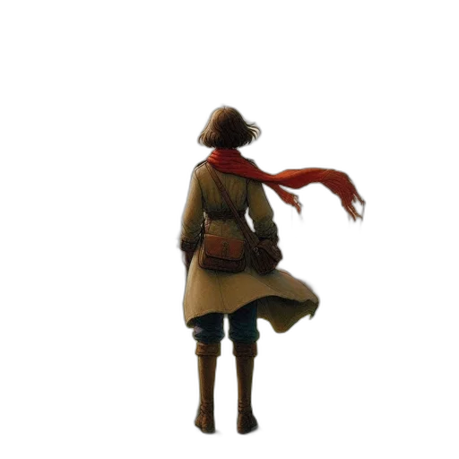 hat, staff, jacket, weapon, concept art, 3d render, fantasy art, pixel art transparent PNG cut-out