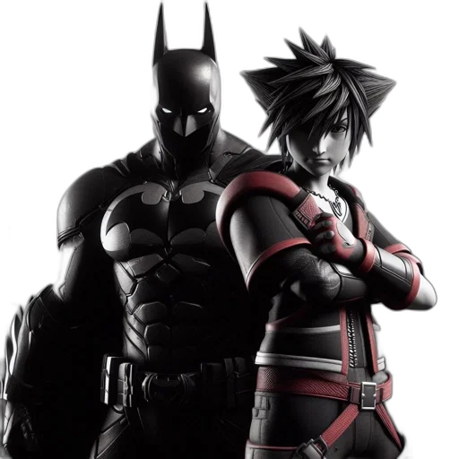 comic book art, concept art, 3d render, anime, two, characters, stand, against transparent PNG cut-out