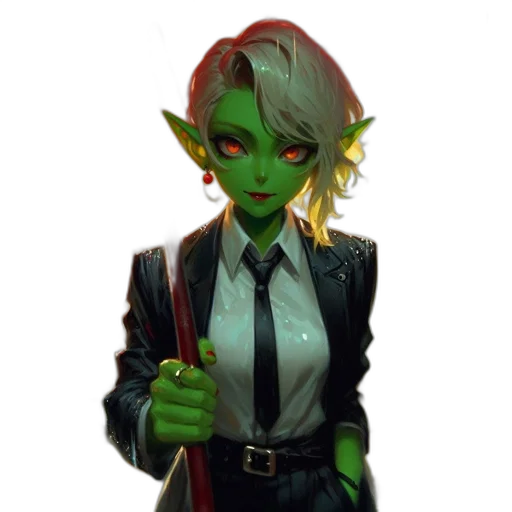 staff, concept art, fantasy art, pixel art, 3d render, green, woman, skin transparent PNG cut-out