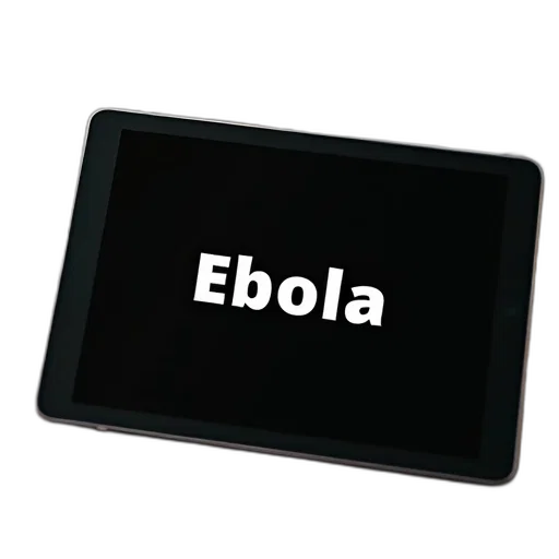 digital, tablet, black, screen, displaying, word, ebola, white transparent PNG cut-out
