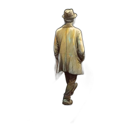 jacket, staff, hat, umbrella, concept art, pixel art, watercolor, photorealistic transparent PNG cut-out