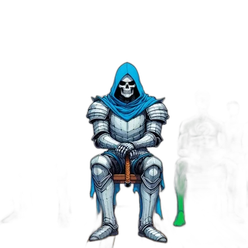 staff, sword, concept art, fantasy art, pixel art, comic book art, blue, monochrome transparent PNG cut-out
