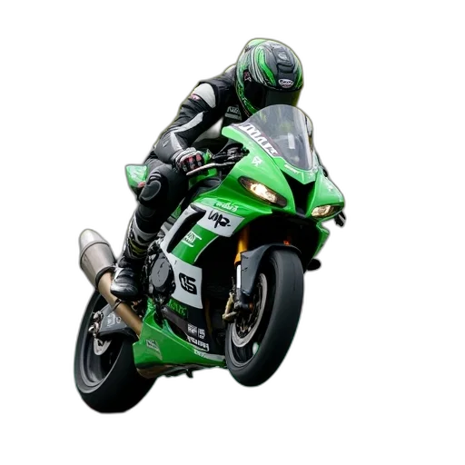 dragon, photorealistic, 3d render, green, person, riding, black, motorcycle transparent PNG cut-out