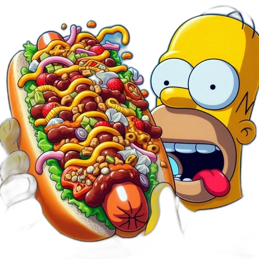 food, concept art, photorealistic, pixel art, cartoon, image, displays, homer transparent PNG cut-out