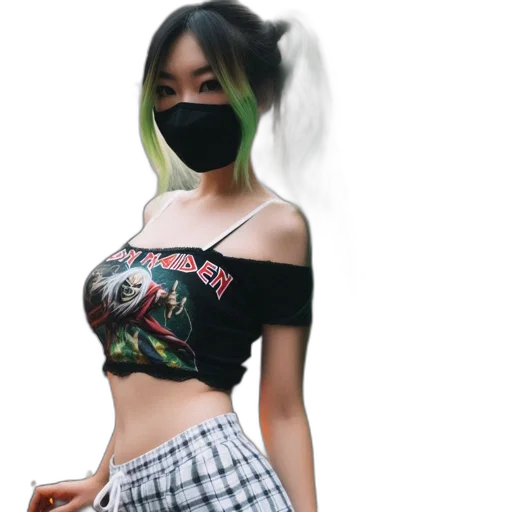 mask, dress, creature, robot, anime, cyberpunk, fantasy art, vaporwave transparent PNG cut-out