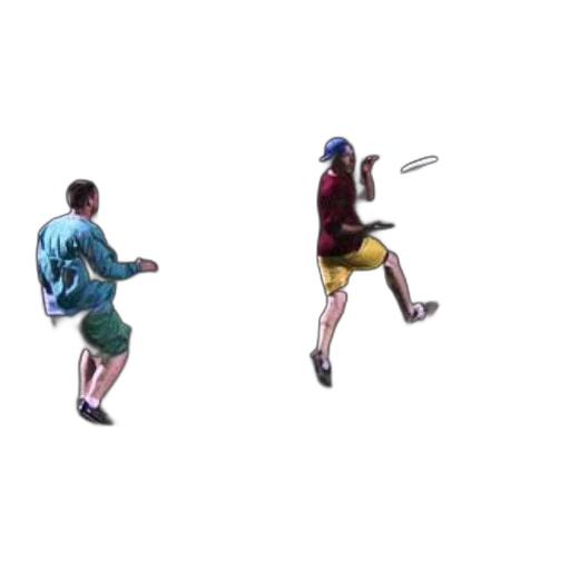 staff, pixel art, concept art, 3d render, two, people, playing, frisbee transparent PNG cut-out