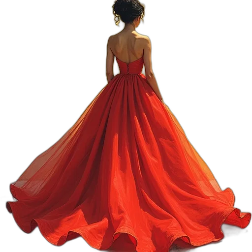 dress, jewelry, photorealistic, 3d render, concept art, red, colorful, neon transparent PNG cut-out