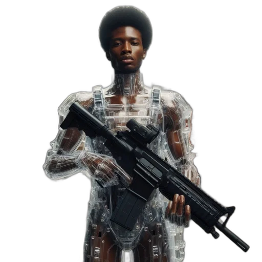 weapon, staff, animal, robot, concept art, pixel art, 3d render, photorealistic transparent PNG cut-out