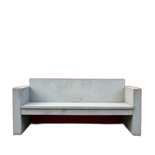 furniture, 3d render, red, large, cement, bench, sitting, front transparent PNG cut-out
