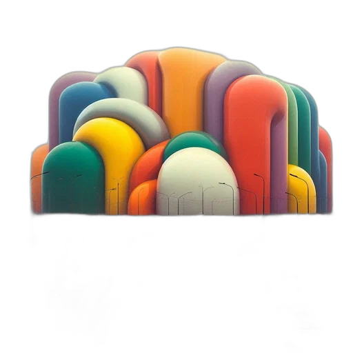 furniture, hat, crown, umbrella, 3d render, colorful, neon, pastel transparent PNG cut-out
