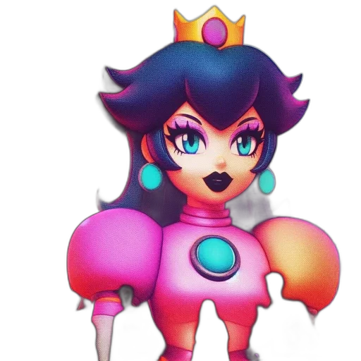 crown, robot, staff, dress, 3d render, concept art, vaporwave, pixel art transparent PNG cut-out