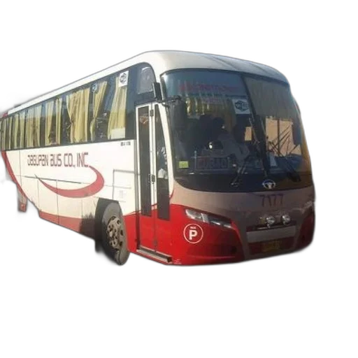 3d render, photorealistic, white, red, bus, number, 7177, parked transparent PNG cut-out