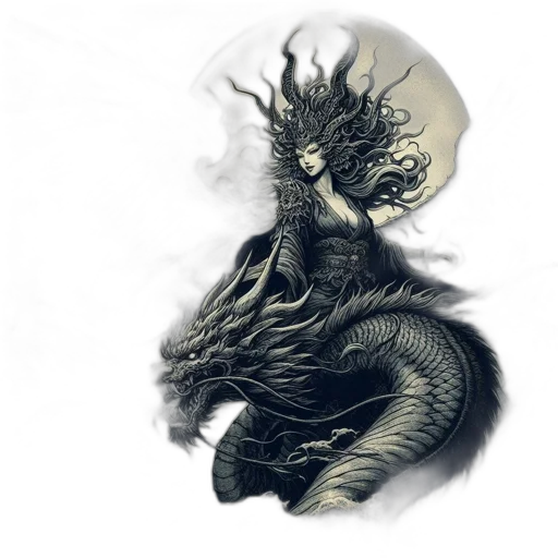 dragon, creature, mask, staff, fantasy art, concept art, photorealistic, pixel art transparent PNG cut-out