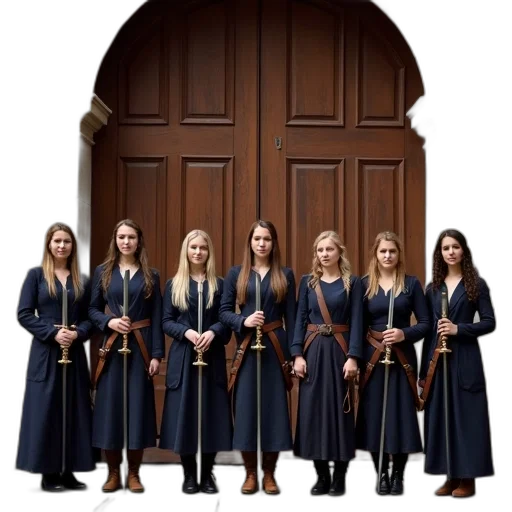 staff, sword, concept art, group, women, military, uniforms, swords transparent PNG cut-out