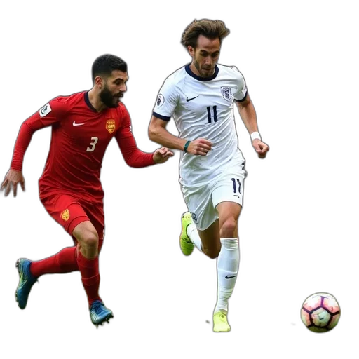 football, player, white, jersey, number, running, ball, while transparent PNG cut-out