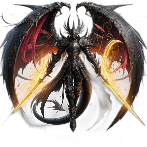 dragon, sword, weapon, staff, concept art, fantasy art, pixel art, dark transparent PNG cut-out