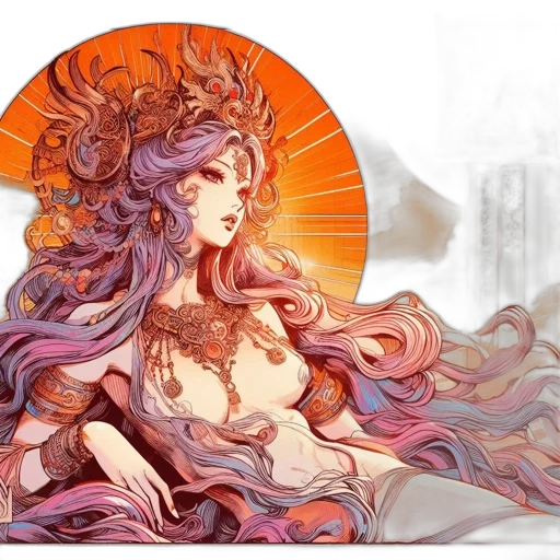 crown, fantasy art, concept art, watercolor, anime, pastel, red, golden transparent PNG cut-out