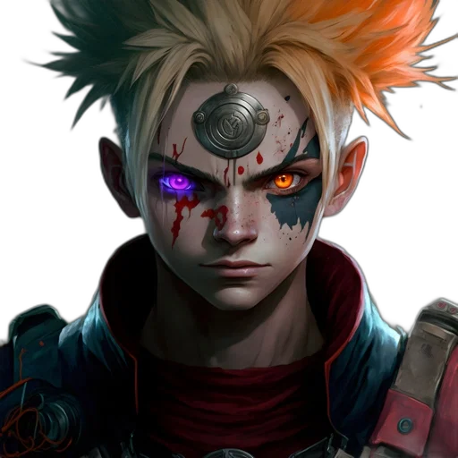 face, mask, weapon, cyberpunk, concept art, fantasy art, comic book art, red transparent PNG cut-out