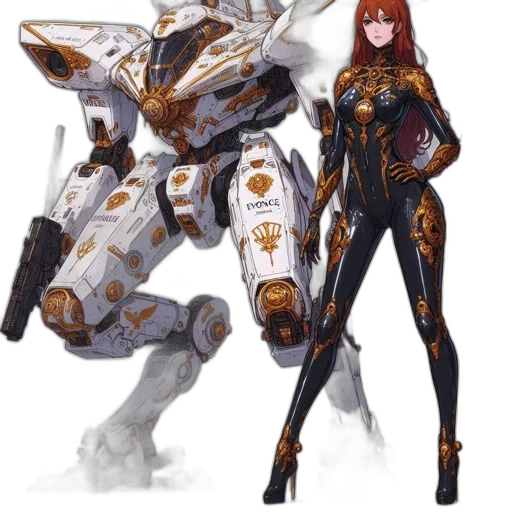 robot, weapon, concept art, fantasy art, comic book art, cyberpunk, outer space, monochrome transparent PNG cut-out