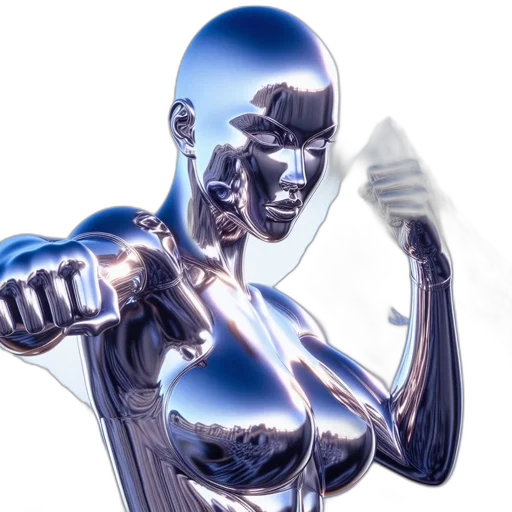 robot, face, jewelry, staff, concept art, comic book art, 3d render, cyberpunk transparent PNG cut-out