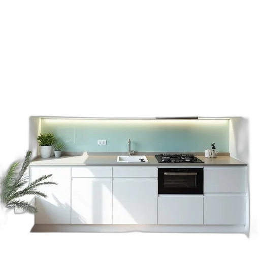 furniture, 3d render, photorealistic, monochrome, earth tones, modern, kitchen, interior transparent PNG cut-out