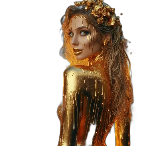crown, dress, jewelry, fantasy art, oil painting, concept art, photorealistic, golden transparent PNG cut-out