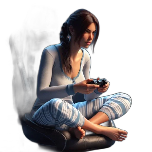 concept art, photorealistic, pixel art, fantasy art, blue, dark, 3d-rendered, woman transparent PNG cut-out