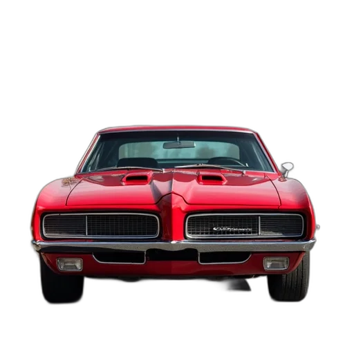 car, photorealistic, 3d render, red, pontiac, parked, side, road transparent PNG cut-out