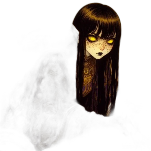 mask, hair, face, creature, fantasy art, concept art, watercolor, anime transparent PNG cut-out