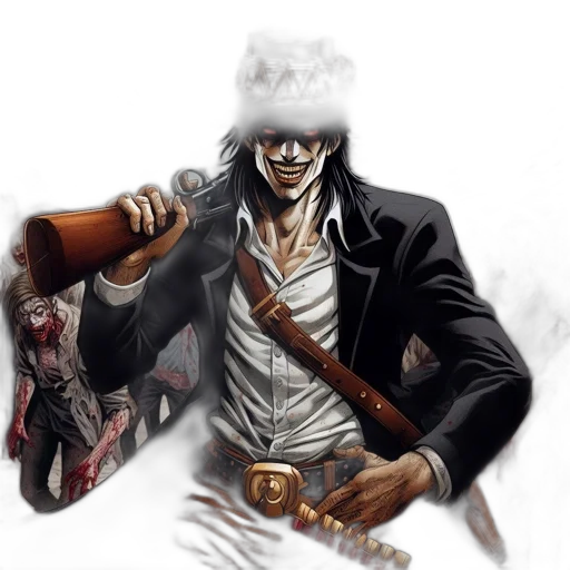 mask, weapon, face, jacket, concept art, comic book art, fantasy art, anime transparent PNG cut-out