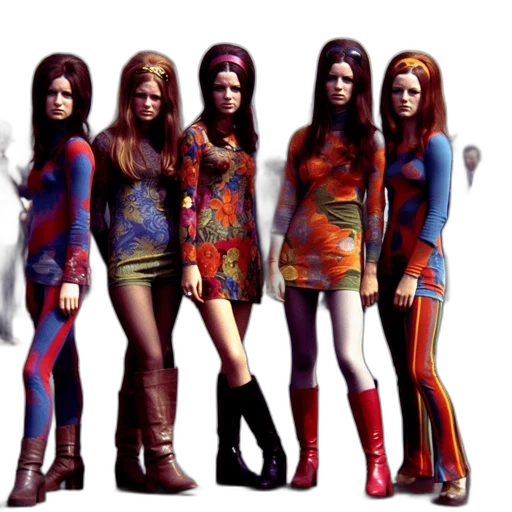 concept art, fantasy art, photorealistic, comic book art, colorful, five, young, women transparent PNG cut-out