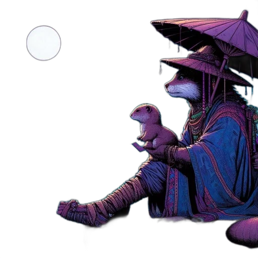 umbrella, dragon, robot, mask, concept art, comic book art, fantasy art, pixel art transparent PNG cut-out