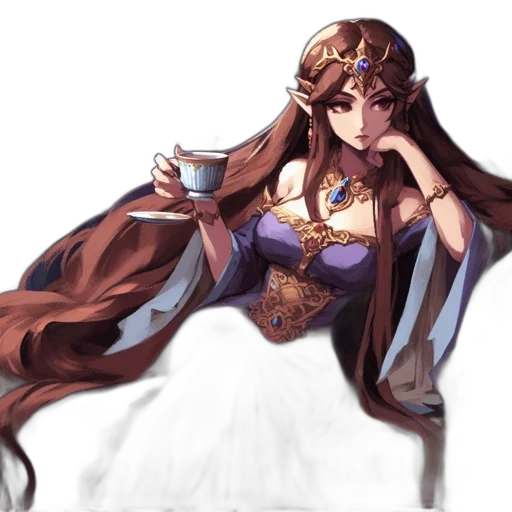 crown, dress, jewelry, staff, fantasy art, concept art, pixel art, anime transparent PNG cut-out