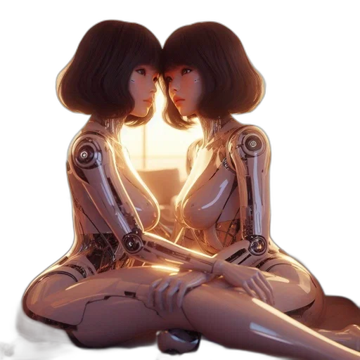 robot, concept art, cyberpunk, fantasy art, comic book art, neon lights, outer space, fire transparent PNG cut-out