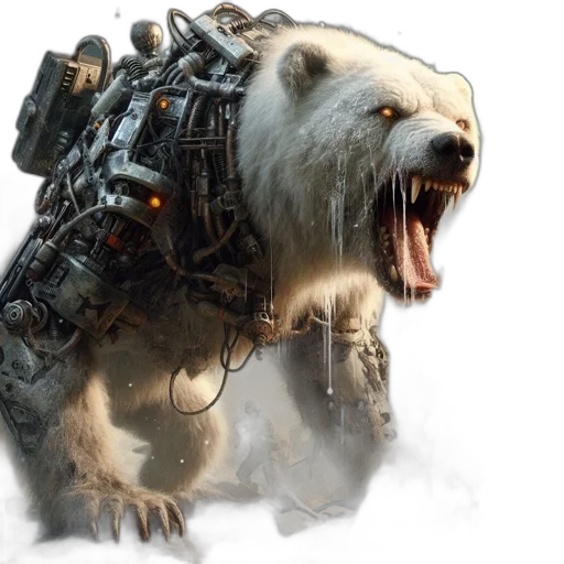 animal, robot, creature, concept art, fantasy art, 3d render, cyberpunk, large transparent PNG cut-out