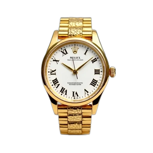 jewelry, golden, gold, wristwatch, white, face, roman, numerals transparent PNG cut-out