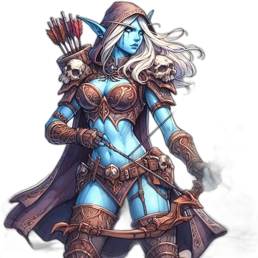 staff, fantasy art, concept art, comic book art, pixel art, blue, elf, character transparent PNG cut-out