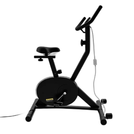 furniture, black, exercise, bike, seat, handlebars, displayed, against transparent PNG cut-out